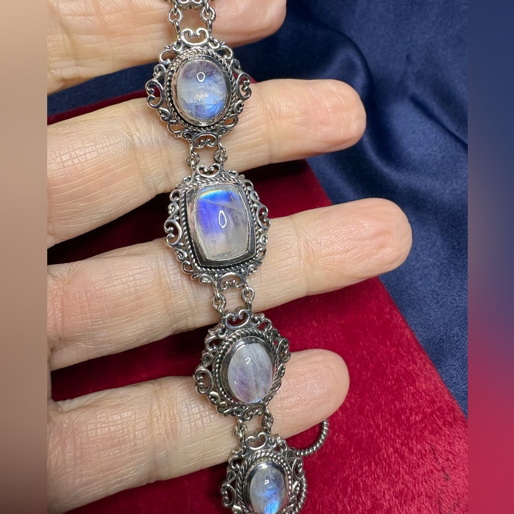 Bracelet Solid 925 Sterling Silver Moonstone Togg… - image 3